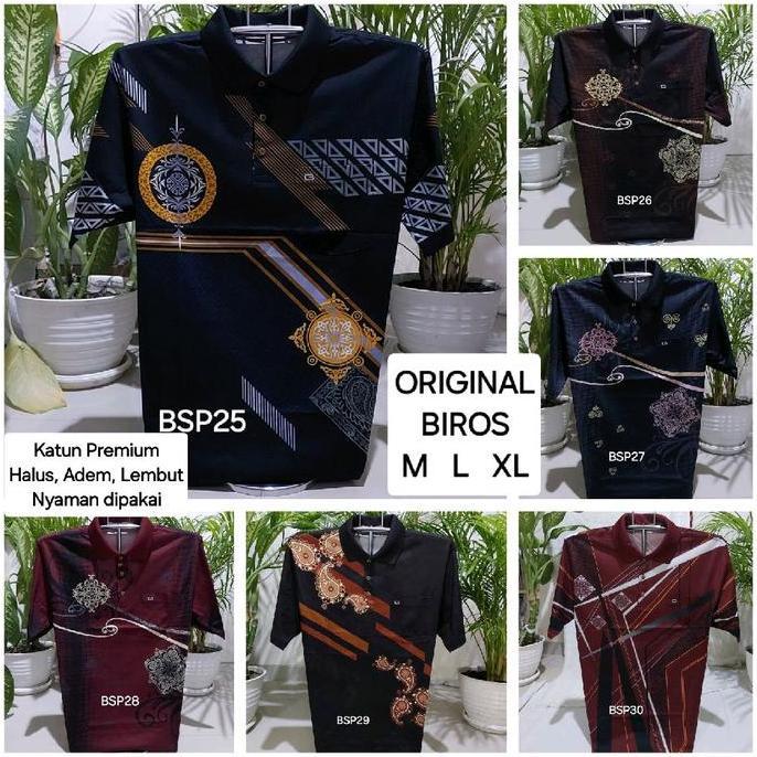 KAOS BIROS halus lembut M L XL nyaman di pakai Kerah Katun Baju pria