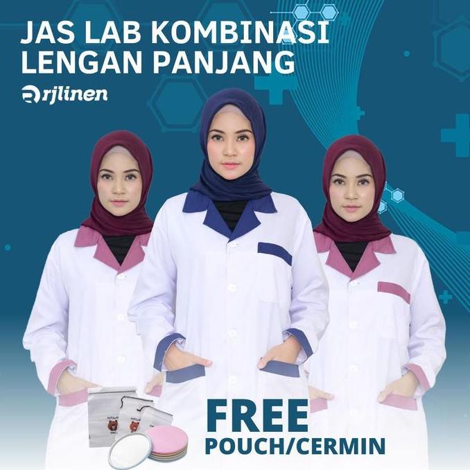 Jas Lab Kombinasi Lengan Panjang,Jas Lab Kombinasi List Lengan Panjang