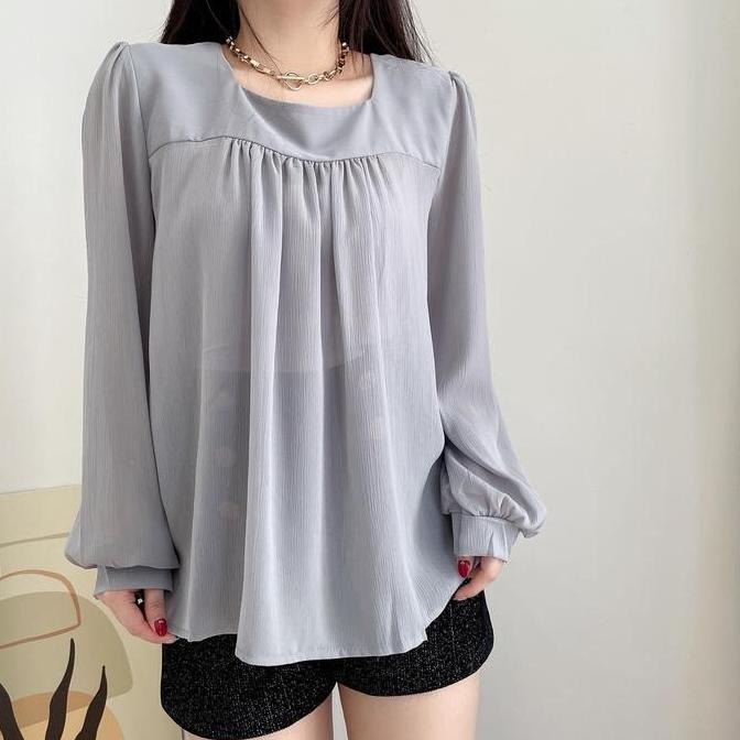 DI75 >> KT001 - ATASAN WANITA BLOUSE KOREA STYLE WANITA IMPORT BAJU BLOUSE HIJAB PAKAIAN WANITA