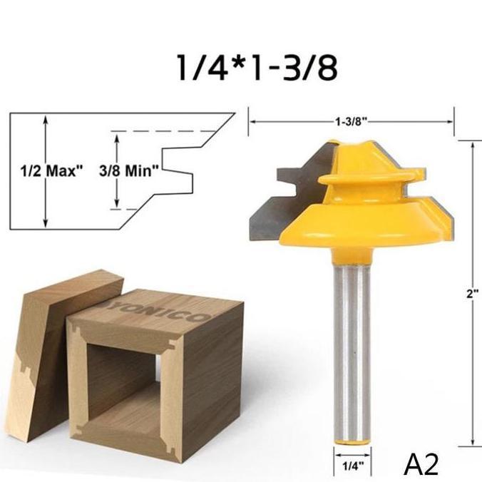 Mata Profil Sambungan Siku Lock Miter Router Bit 45 Degree 35mm *MPM15