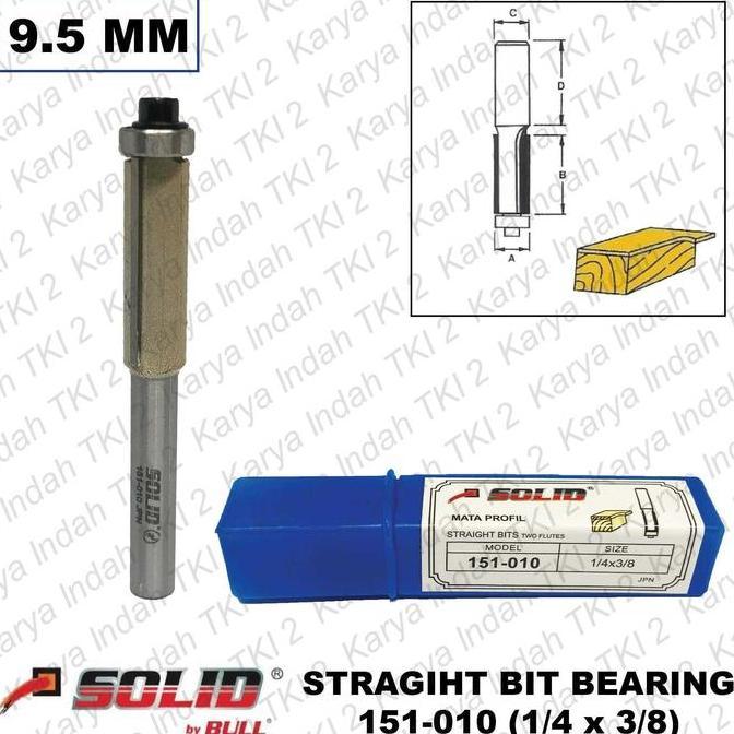 Mata Profil Straight Bit Bearing SOLID 1/4" x 3/8" Propil Lurus 151010