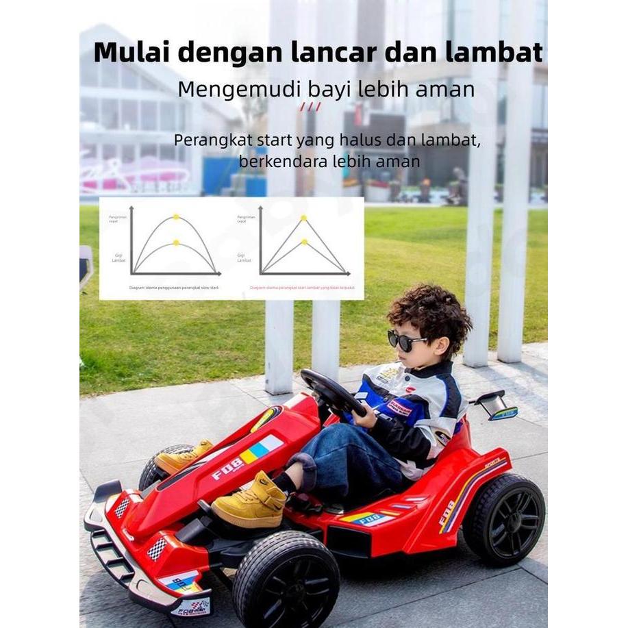 kado terbaikMobil Aki Anak Kursi Bisa Disesuaikan Mainan Mobil Mobilan Mainan Gokart Anak Baterai Be
