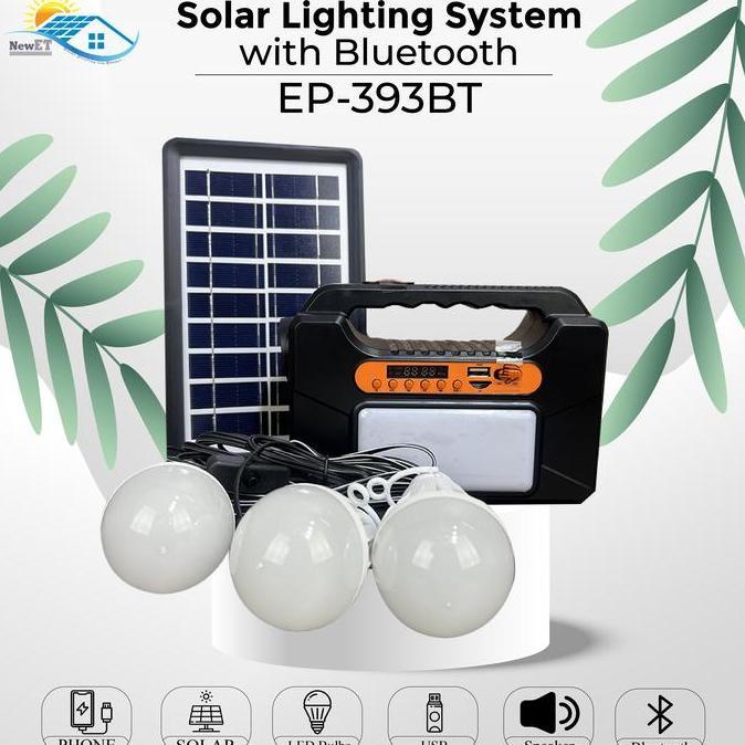 LAMPU SOLAR PANEL MURAH KIT PORTABLE OUTDOOR WITH SPEAKER BLUETOOTH EP-393BT Bohlam Senter