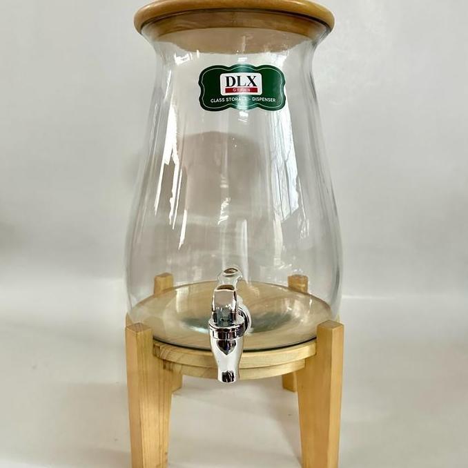 Dispenser galon kaca Izumi 5 liter tutup kayu + kaki kayu [terbaik]