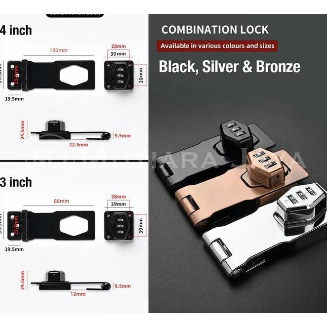 Plato Gembok Oveal Grendel Kode Dit Kunci Pintu Lemari