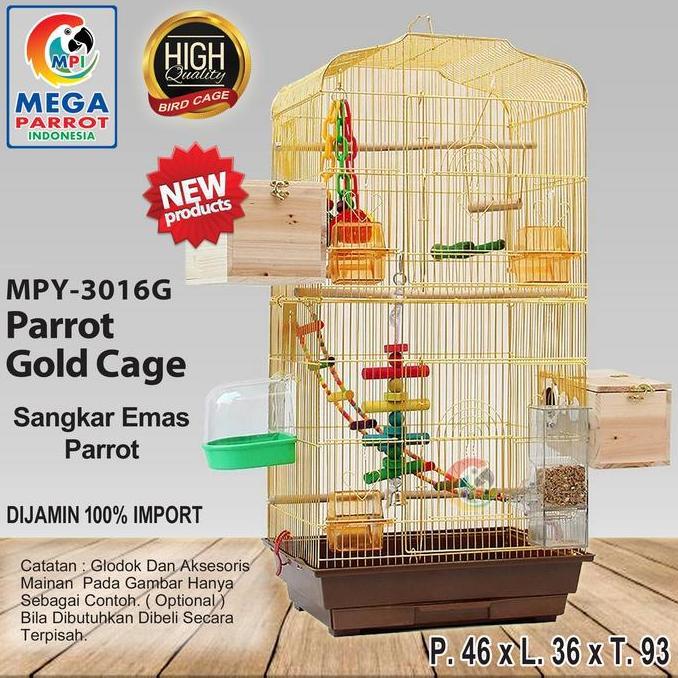 Kandang / Sangkar Emas Parrot MPY-3016G ( GOLD CHROME )
