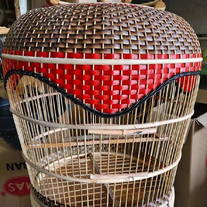 Sangkar burung perkutut anyaman bulat kandang klasik