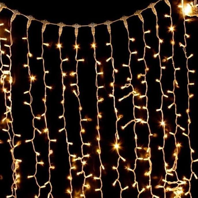 Lampu Tirai LED Warm White Dekorasi Wedding Lamaran Aqiqah