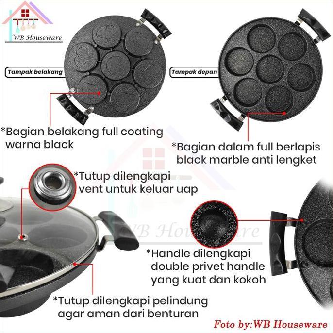 HAPPYPAN Cetakan martabak mini 7 lubang marble anti lengket / Cetakan martabak mini / cetakan kue