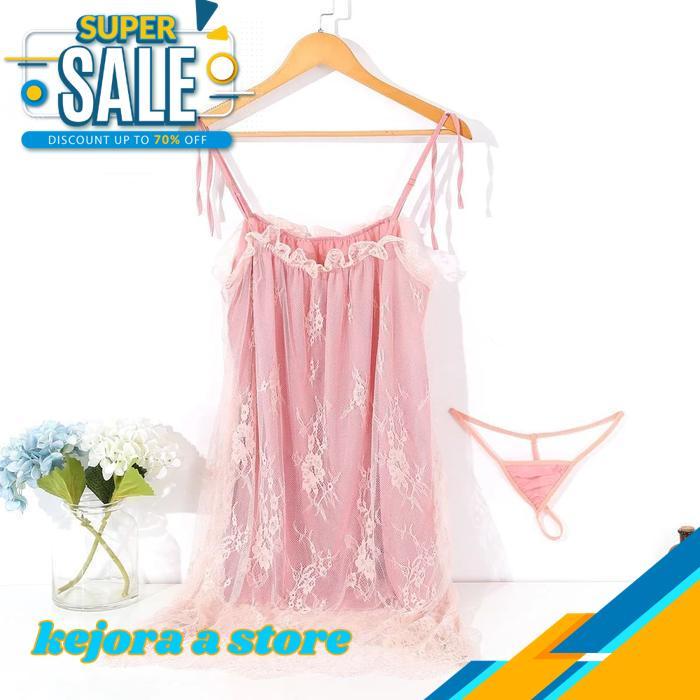 PIYAMA WANITA SET TALI BAJU TIDUR LACE  LINGERIE UKRAN BESAR A380 BY KEJORA STORE