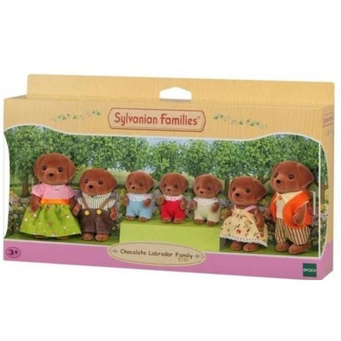 Sylvanian Friends Boneka Chocolate Labrador Family Isi 7 Figure Anjing