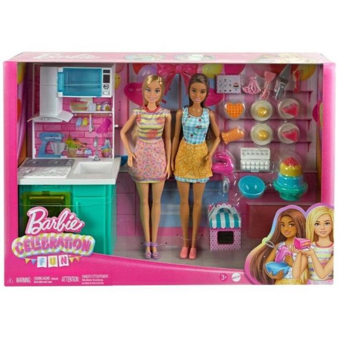 Barbie Celebration Fun Baking Party Kitchen Dapur Roti Two Doll