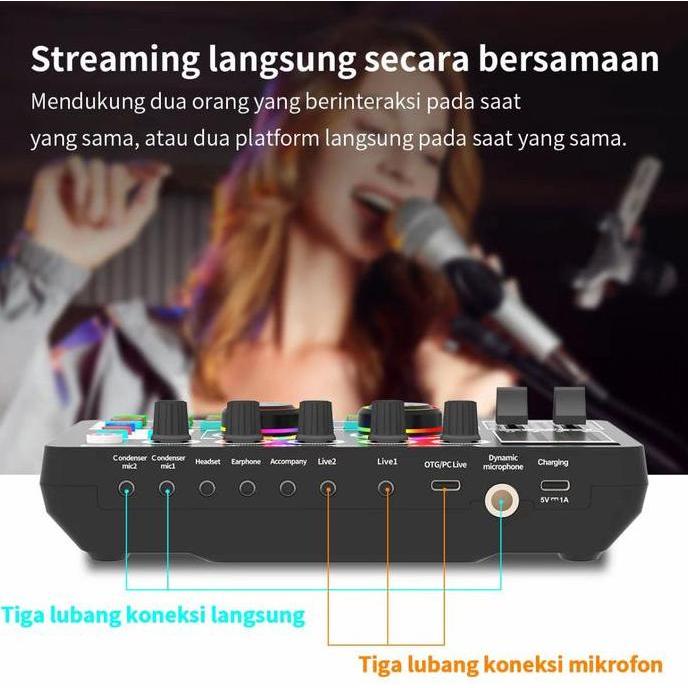 Sound Card F999/F999MAX Sound Card Bluetooth Live SoundCard F999MAX Soundcard Audio Live Mixer untuk
