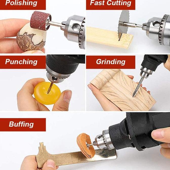 JLD Electric Mini Die Drill Grinder Carver Set Mesin Bor Tuner Listrik Chuck 6MM Power Rotary Tool A
