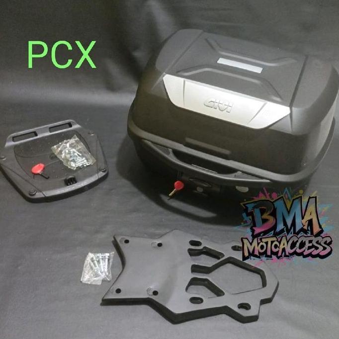 BOX GIVI E43NTL & BREKET BOX+BACKREST - PCX 150/160 / PAKETAN BOX GIVI E43 NTL - PCX