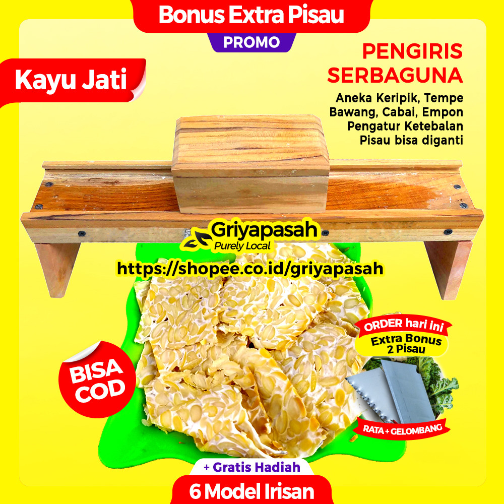 GRIYAPASAH Pemotong Pengiris Keripik Tempe Sagu Bisa Mendoan Hasil Super Tipis Setebal ATM