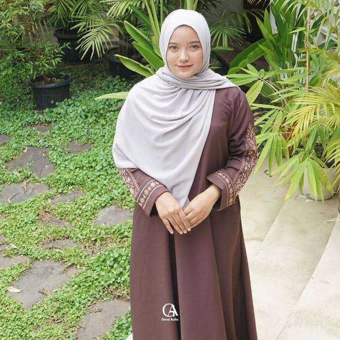 Abaya Medina by Gerai Aulia Gamis Muslim Arabian Bordir Premium Dress Lebaran Mewah Syari Terlaris