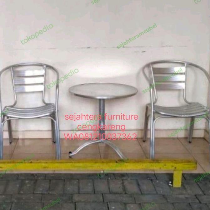 Promo meja stainless set kursi teras aluminium meja taman kursi outdoor bina Diskon
