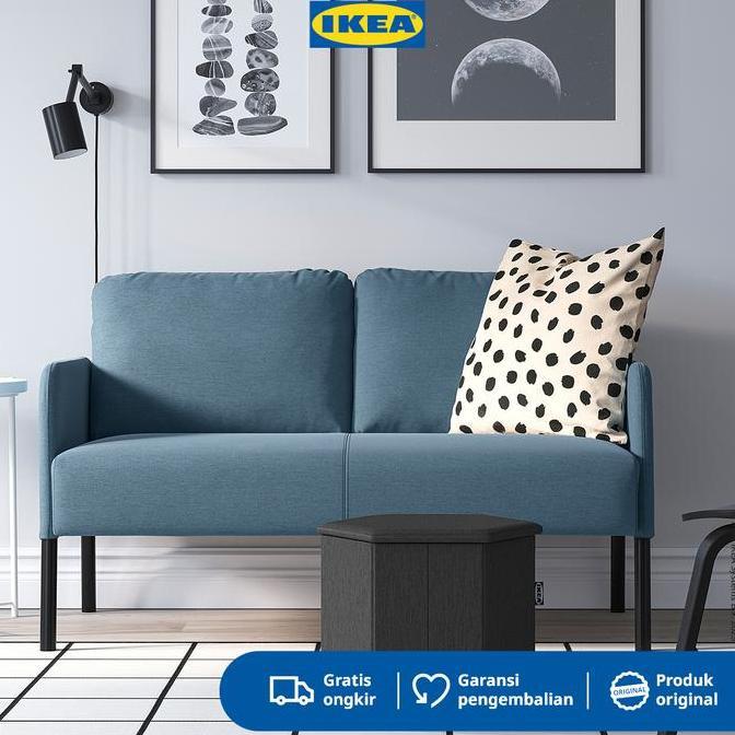 Promo IKEA GLOSTAD Sofa 2 Dudukan Minimalis Knisa Biru Diskon