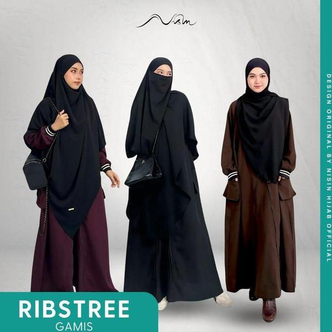 NEW RIBSTREE Abaya By Nisin Hijab Official - Desain Original Gamis Wanita Elegan Terlaris