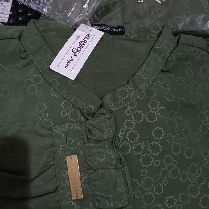 [Gamis Hermosa] Gamis embos hermosa motif biscuit hijau sage-gamis embos hijau sage-gamis hijau tua 