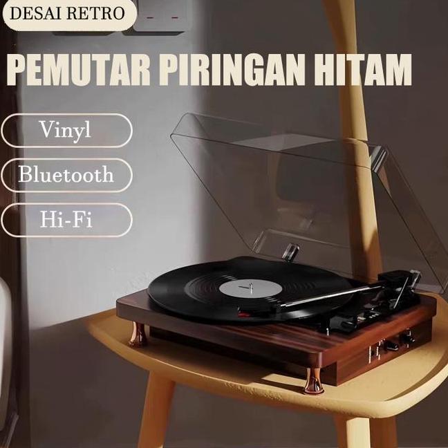Pemutar Piringan Hitam Vinyl Player Turntable Vinyl Record Player Multifungsi Speaker Bluetooth