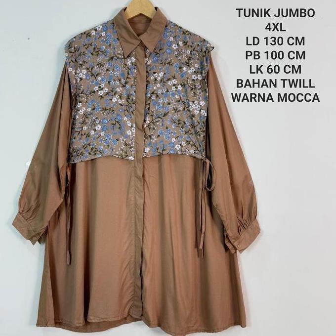 Tunik Jumbo Ld 130 Cm Model Kombinasi Kekinian - Calista Tunik Terlaris