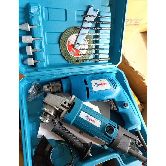 PAKET MAKITA BOR DAN GERINDA KOPER BOR 10mm DAN MAKTEC GERINDA MT90 4inch BOR BOX PLUS GERINDA MAILT