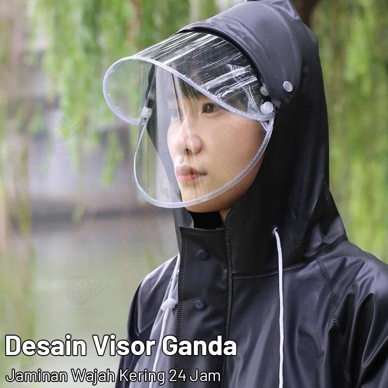 Sekarmeishop Zacro Jas Hujan Pria Dan Wanita Tahan Air/Hujan Super Kuat Pelindung Wajah Definisi Tin