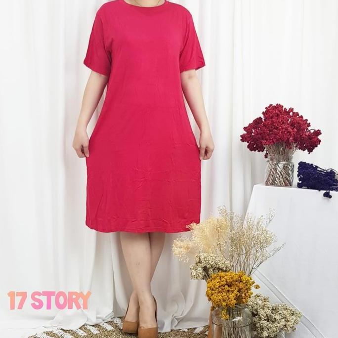 Promo Daster Kaos Polos Wanita Lengan Pendek Bahan Premium Adem/Daster Polos Jumbo Wanita/Daster Jum