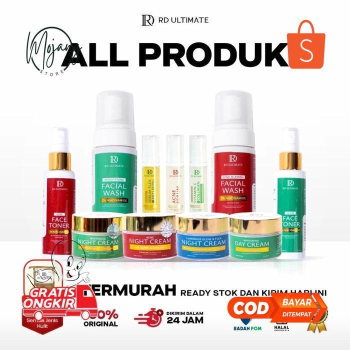 df-8 [BPOM] CREAM RD ULTIMATE -PAKET WAJAH WHITENING ACNE FLEK Skincare Krim Malam Siang Sabun Toner