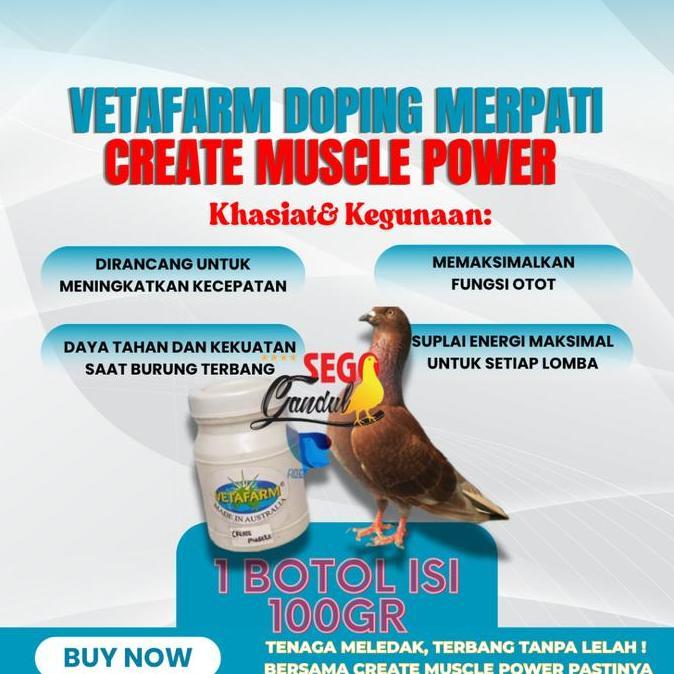 Vetafarm Doping Merpati Create Muscle Power 1 botol isi 100gr