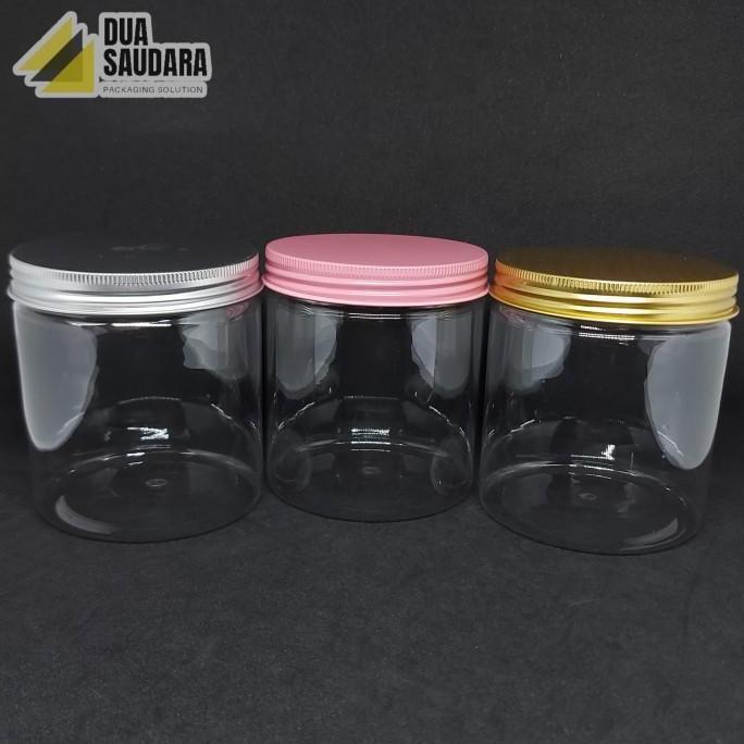 Toples jar/tabung 600 ml tutup almunium silver/gold