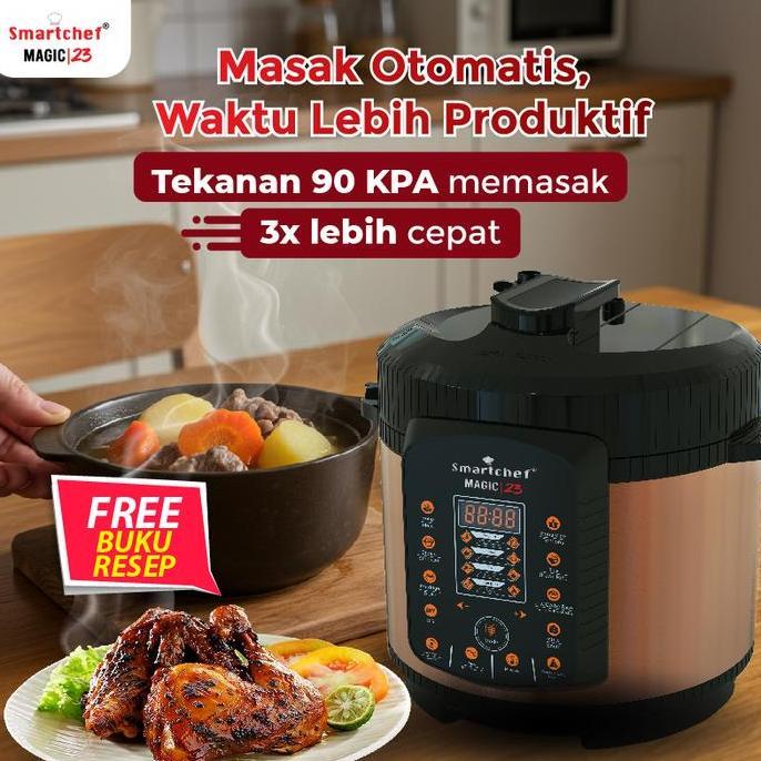 TERBARU SMART CHEF Presto Listrik Low Carbo Slow Cooker Multi Cooker Pressure Cooker Listrik Less Su
