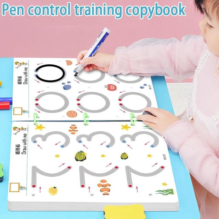 [36/64 Pages] Reusable MAGIC WORKBOOK Dot To Dot Wipe And Clean book activity Belajar Menulis Angka 