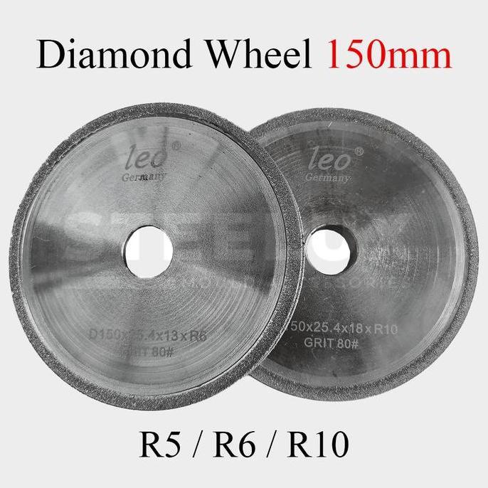 Gerinda Diamond Wheel 150mm 6" Inci In Inch R5 R6 R10 Profil Pinggu Cekung Setengah Bulat Grit #80 G