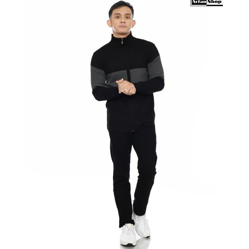Sweater Zipper/Jaket Rajut Turtleneck Pria Wanita