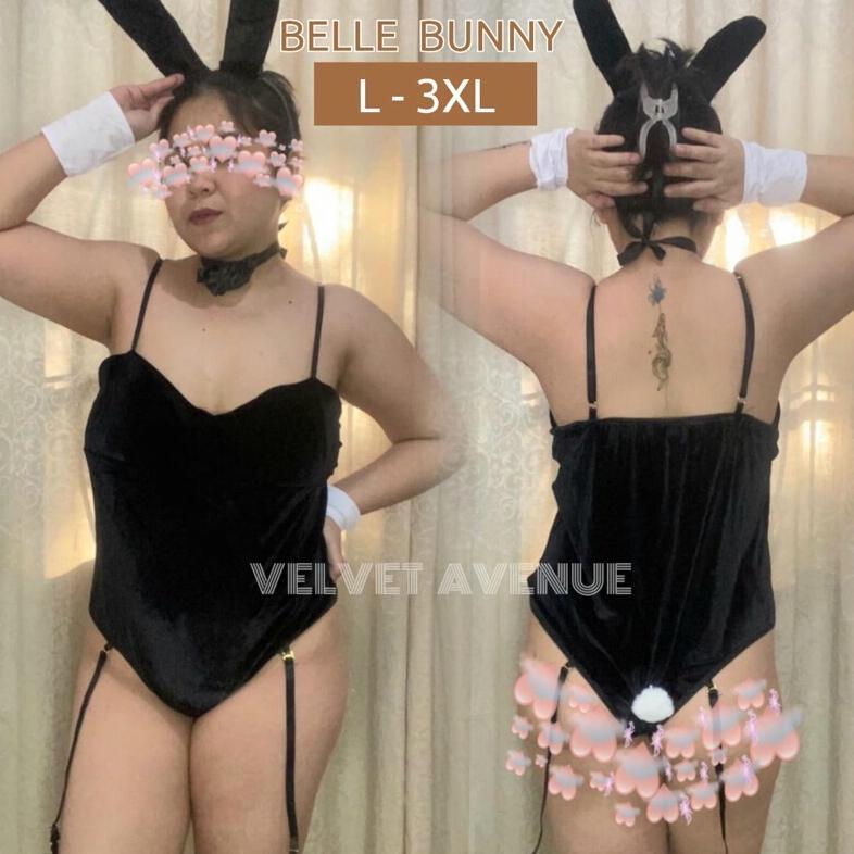 Lingerie Costume Cosplay BIGSIZE Jumbo XL Bunny Open Crotch Belle Beludru