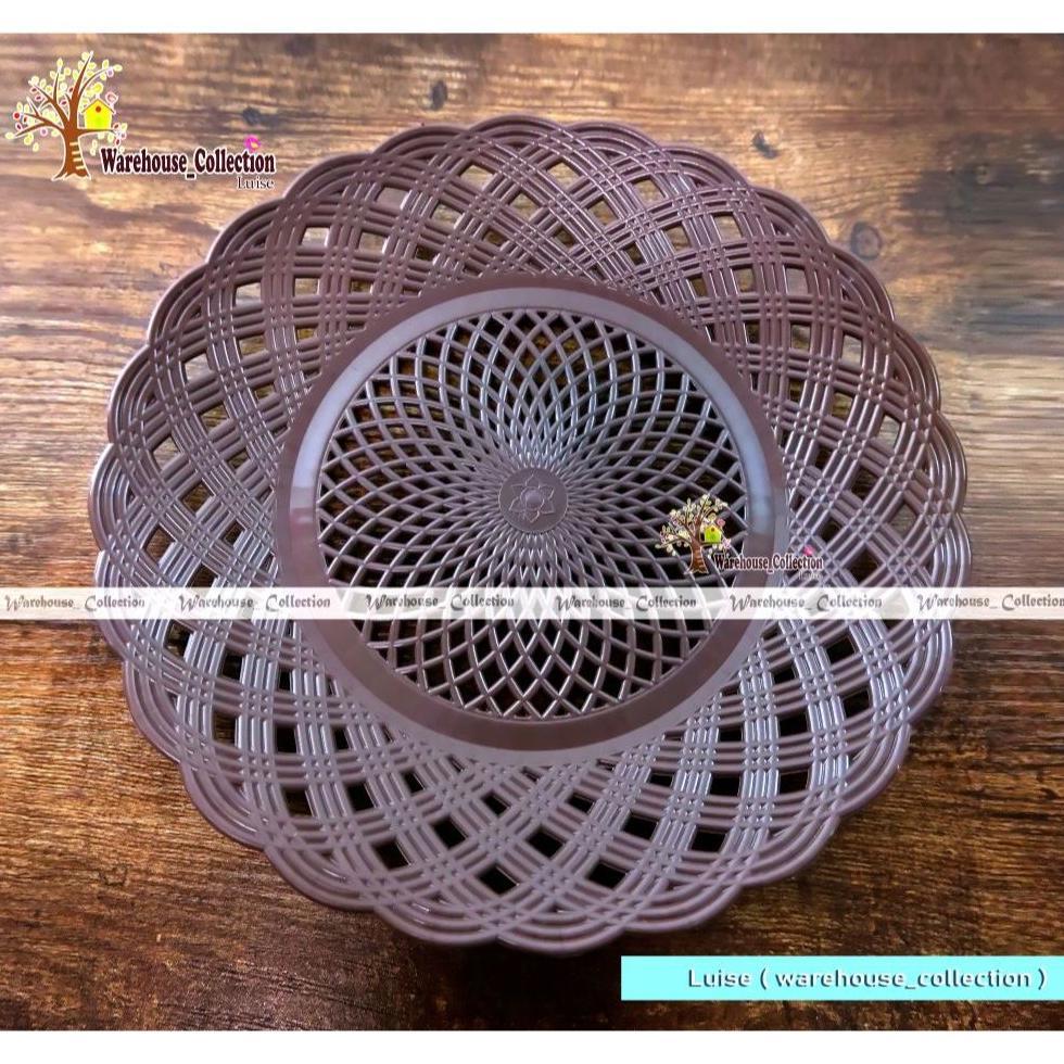 6 Bj- Piring Rotan Anyam/Bunga Khusus Putih / Piring Plastik Bunga Putih / Piring Plastik Rotan Mura