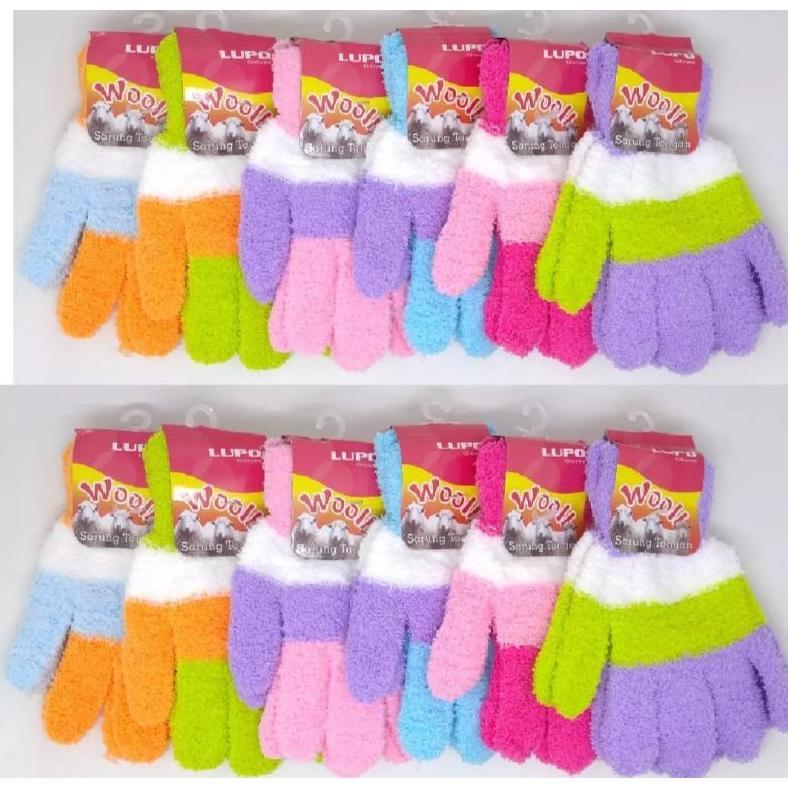 SARUNG TANGAN WOLL BULU / SARUNG TANGAN MOTOR WANITA/ Sarung tangan wanita belang import