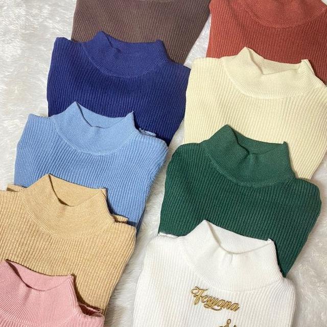 Atasan Rajut Wanita Kerah Baju Rajut Wanita Kaos Wanita Lengan Panjang Manset Baju
