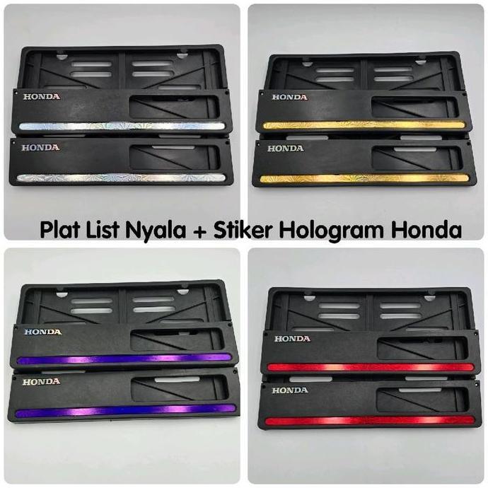 Promo Dudukan Plat Nomor Motor List Nyala Plus Stiker Hologram Honda Variasi Cover Plat Nomor Univer