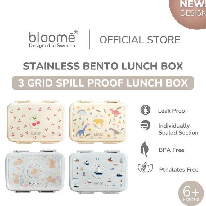 Bloome Stainless Bento Lunch Box Kotak Bekal Makan Sekat 3 Anti Tumpah Anti Campur