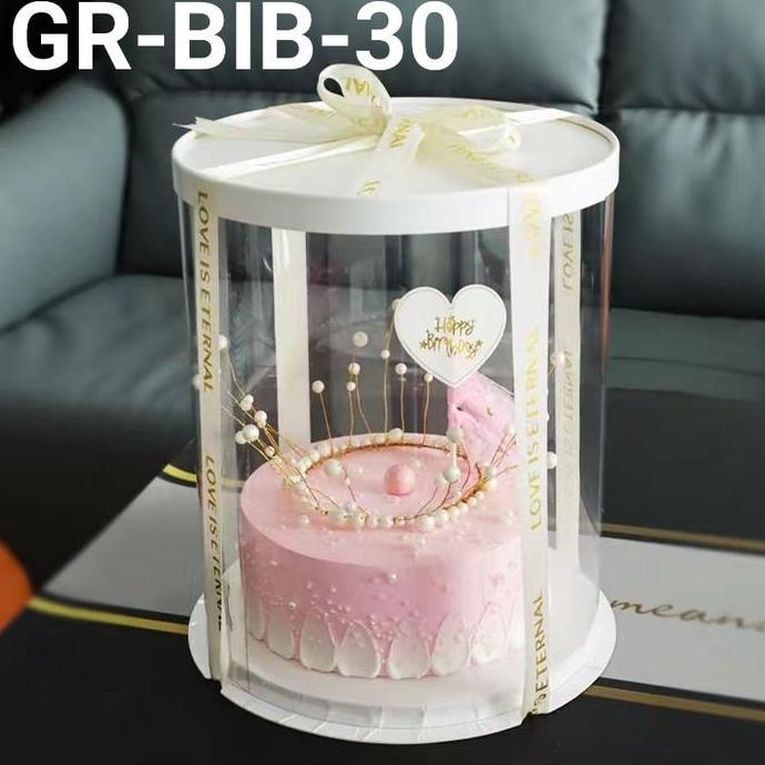 Spesial Gr-Bib-30 Kotak Dus Cake Glass Mika Gift Box Kue Bulat Hantaran 30Cm