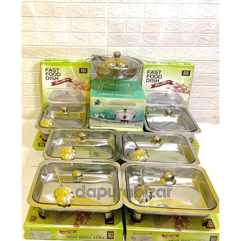 PROMO prasmanan set full kaca 5 tempat lauk+ 1 tempat soup 555