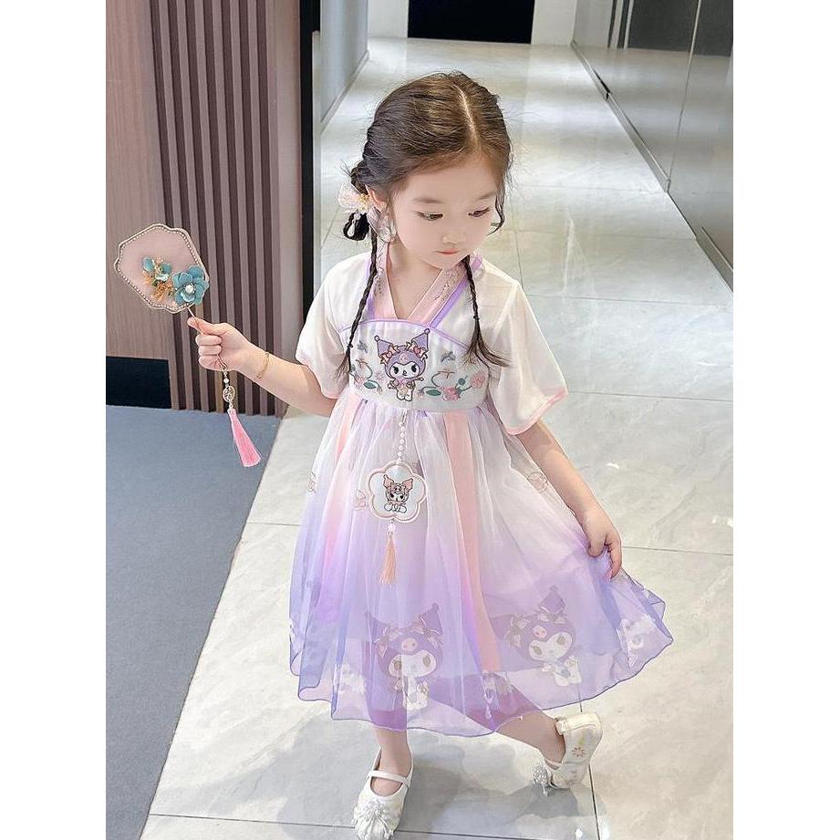 Baju Gaun Dress Kuromi Rok Tutu Kostum Anak Perempuan Hanfu Cina Hanbok Pesta hanfu