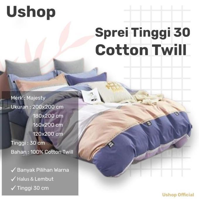 BEBAS ONGKIR - MAJESTY Sprei 160x200 Tinggi 30 Cm Queen Size Katun Taiwan Minimalis