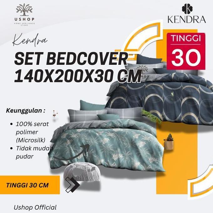 NEW USHOP Kendra Set Bedcover 140x200 Tinggi 30 Cm Bahan Microtex Disperse Halus Lembut Anti Luntur