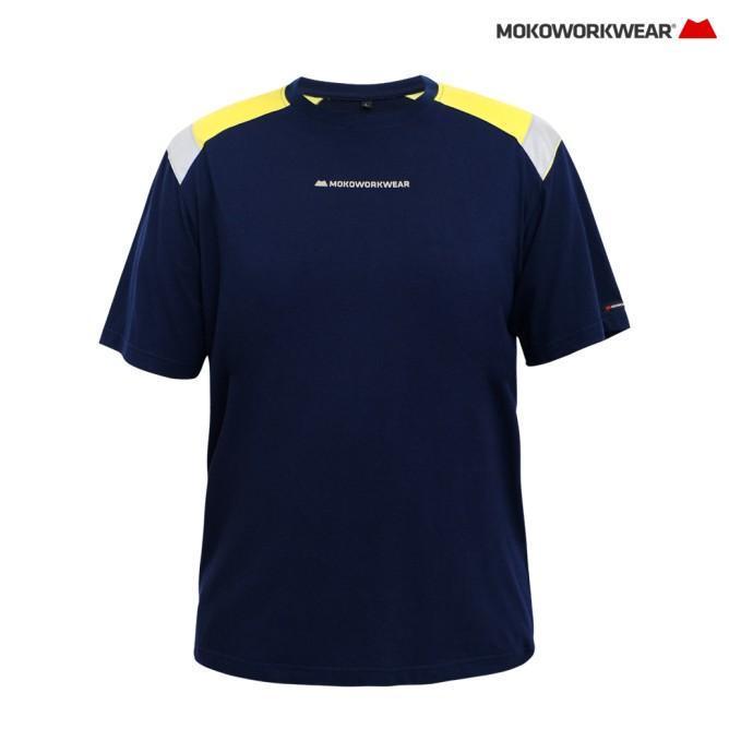 Mokoworkwear Kaos T-Shirt Safety Katun Navy Lime Hi Vis Scotlite Reflective Material