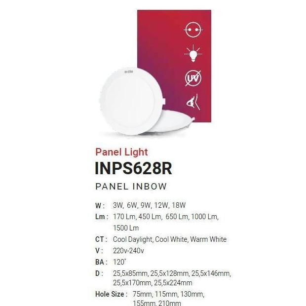INPS628R LAMPU DOWNLIGHT LED PANEL INLITE IN LITE 3W 3 WATT BULAT INBOW INPS 628R